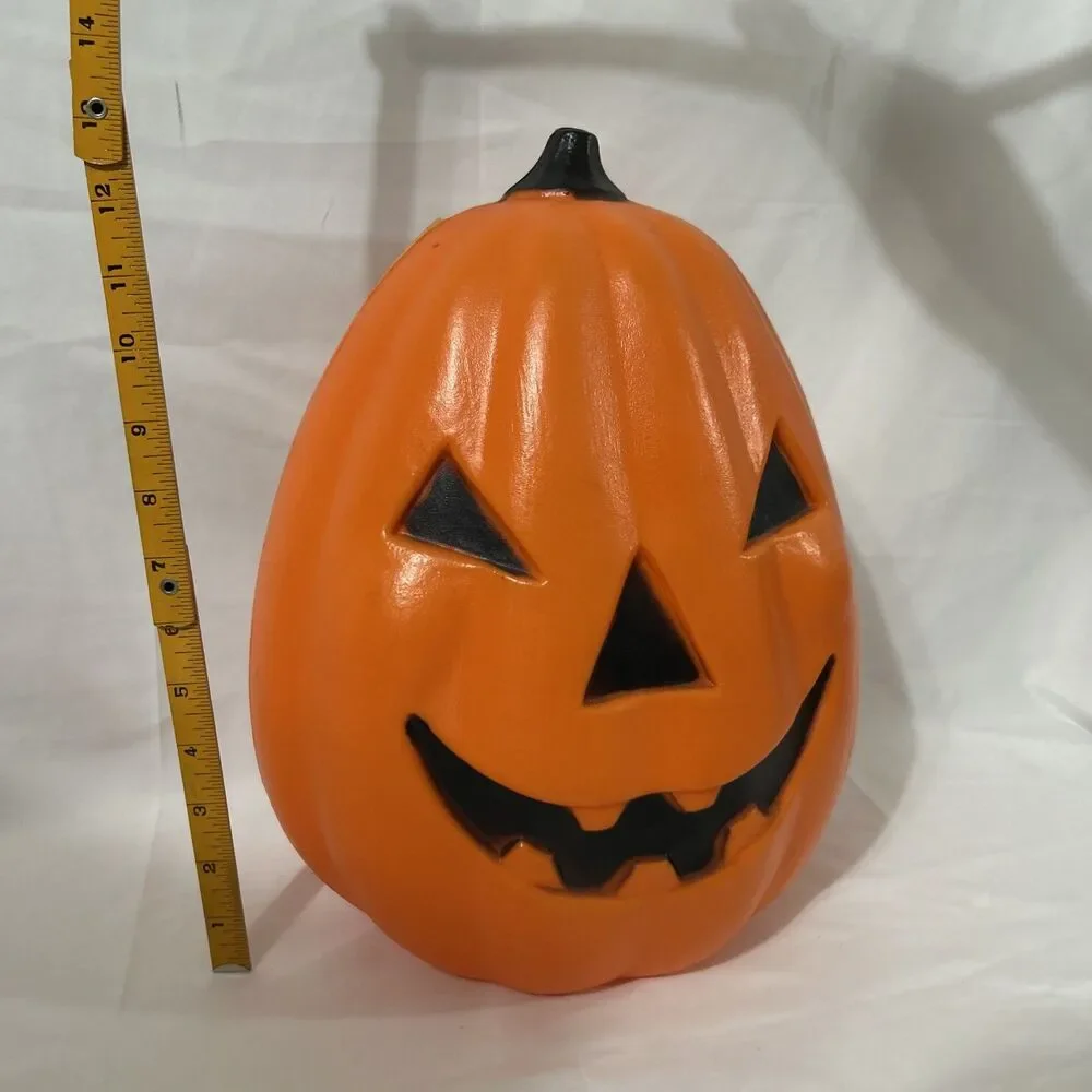 Vintage Pumpkin Halloween Lighted Blow Mold TPI 1991 13” Tall Orange Jack Canada